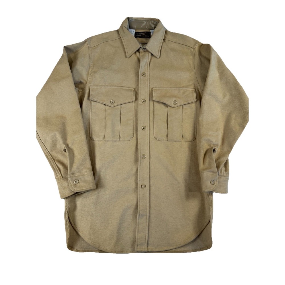 Eddie Bauer Vtg Sz Med Shirt Jacket‎ Mens Beige Button Coat Thick Khaki Chamois
